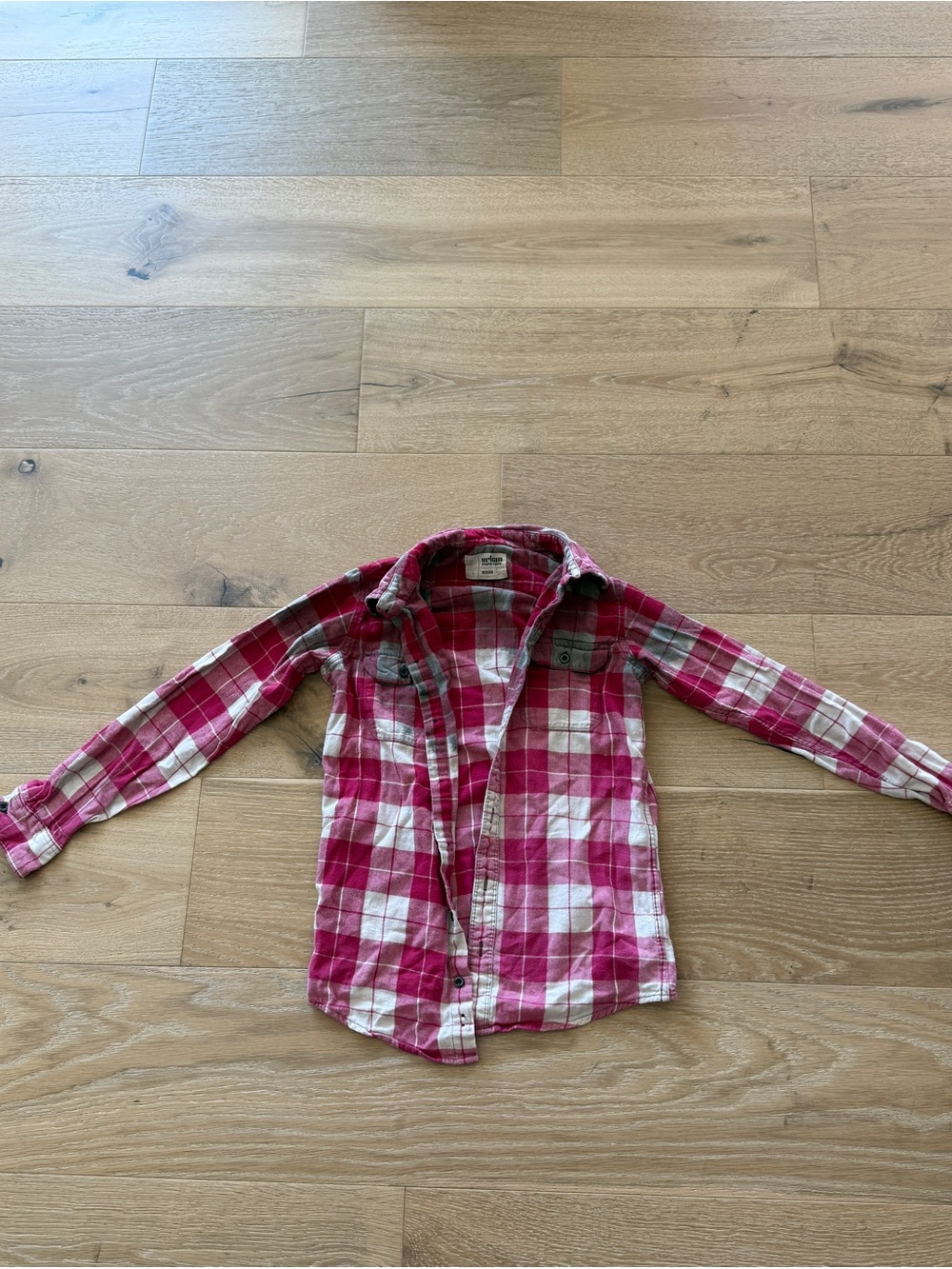 Ombré red Pink Plaid Button-Up Shirt flannel